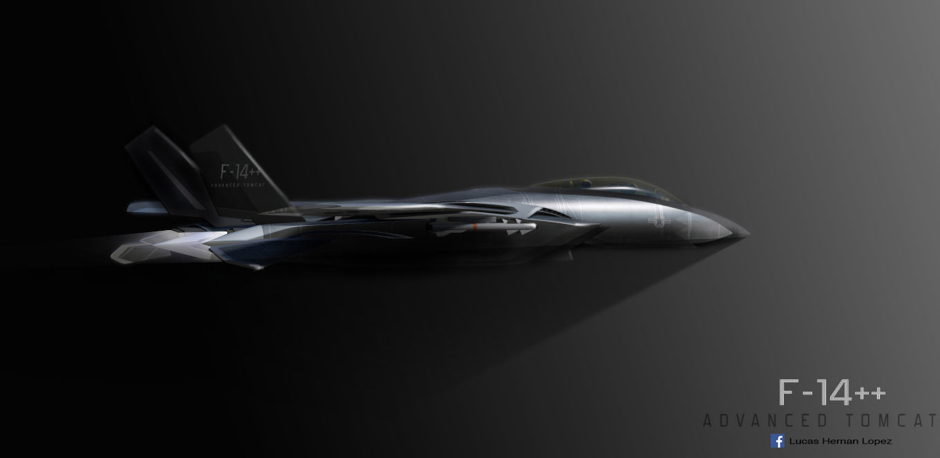 F-14  stealth concept Low-poly 3D model_8