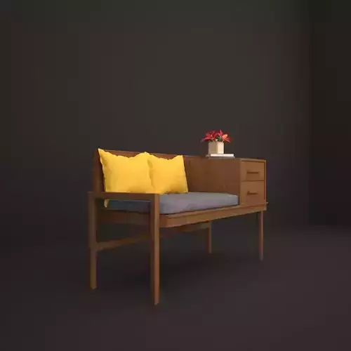 bench wooden with cushion