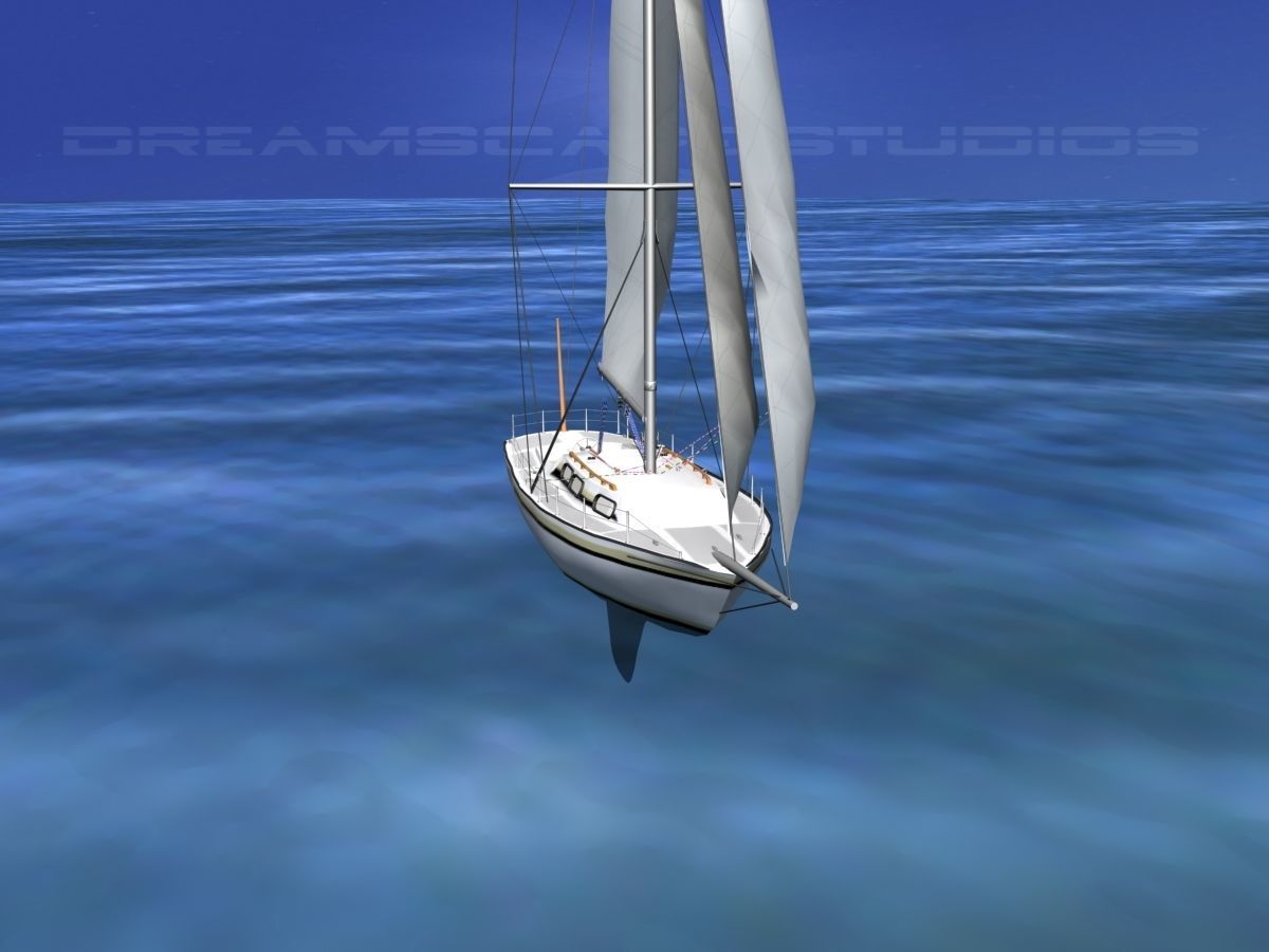 30 Foot Sailboat V01 3D model_2