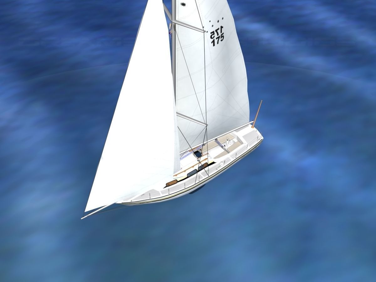 30 Foot Sailboat V01 3D model_9