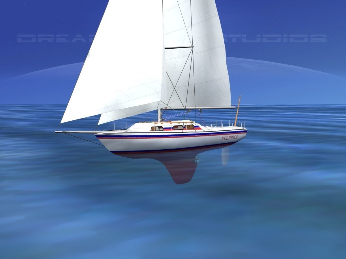 30 Foot Sailboat V03 3D model_1