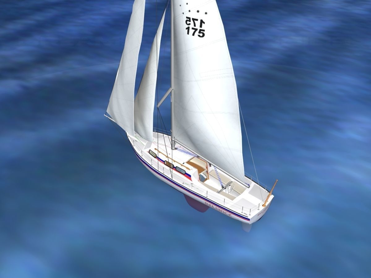 30 Foot Sailboat V03 3D model_8