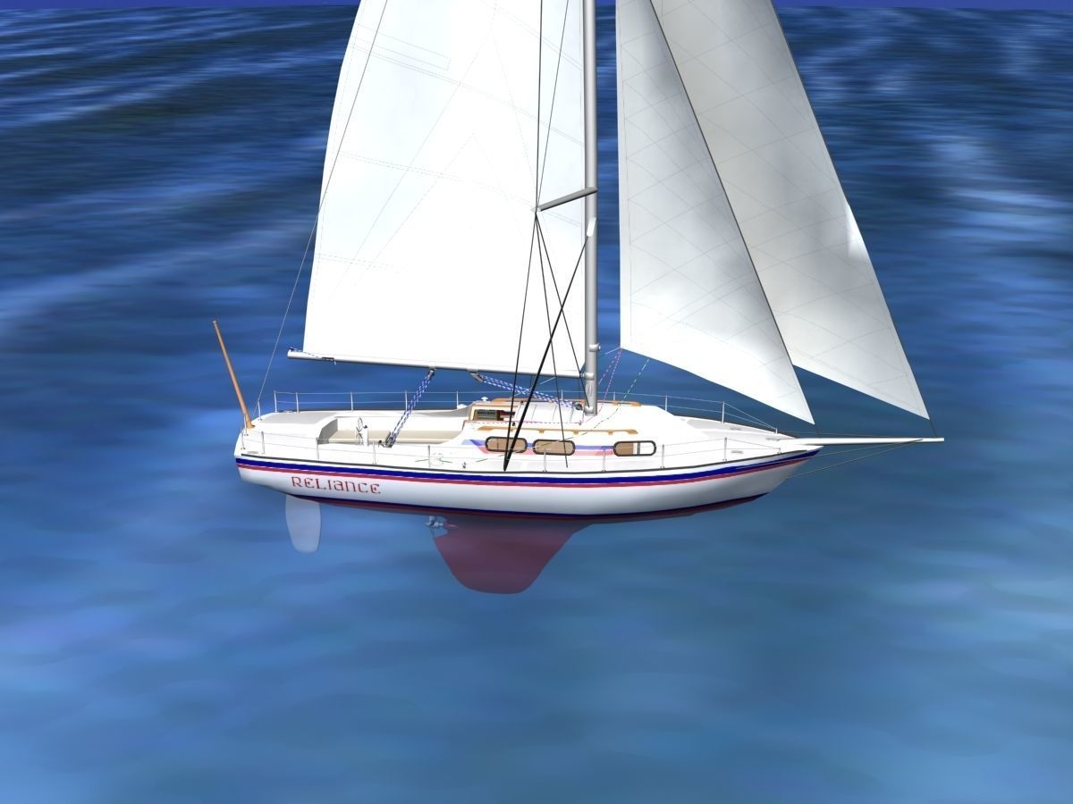 30 Foot Sailboat V03 3D model_6