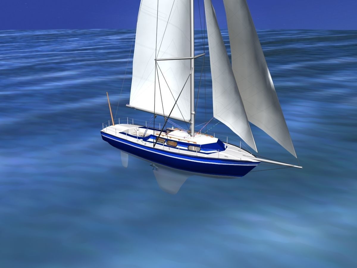 30 Foot Sailboat V07 3D model_3