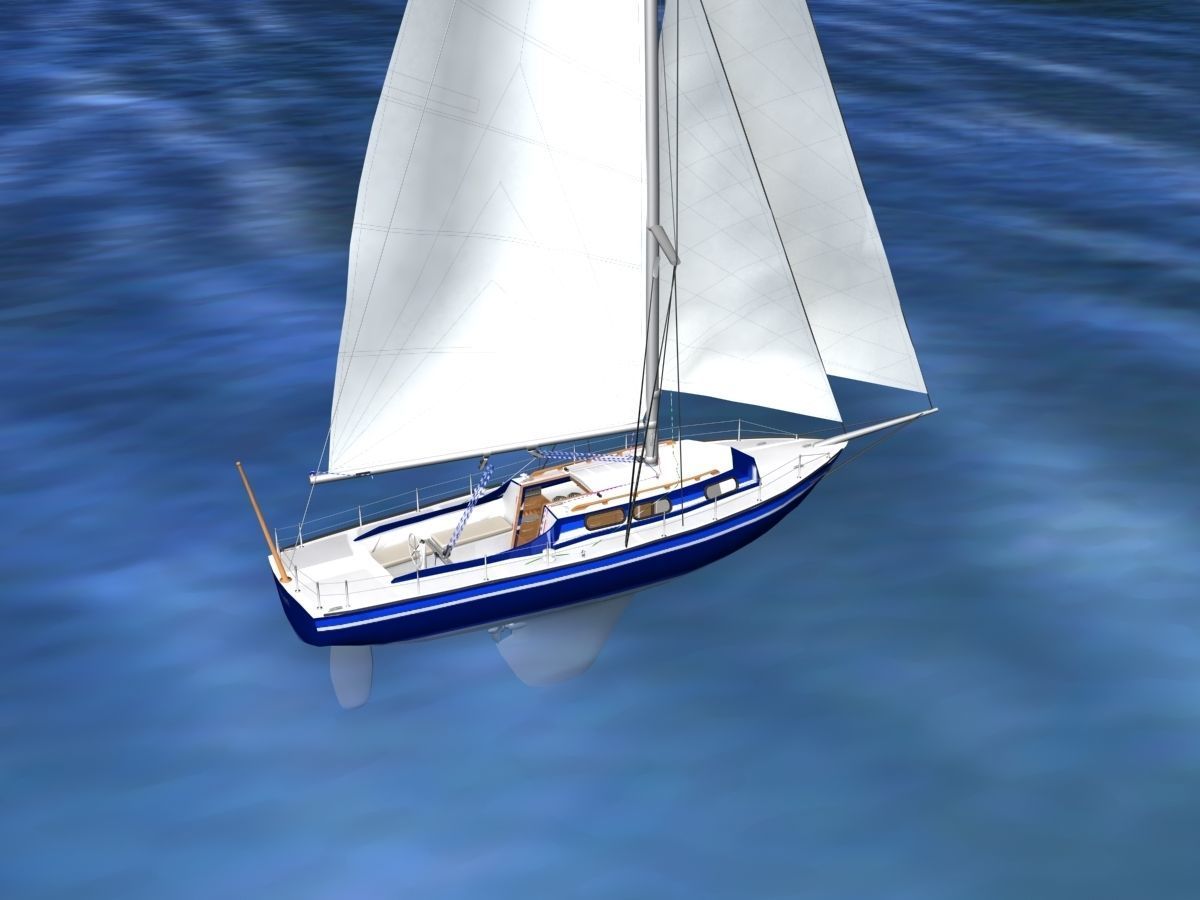30 Foot Sailboat V07 3D model_5