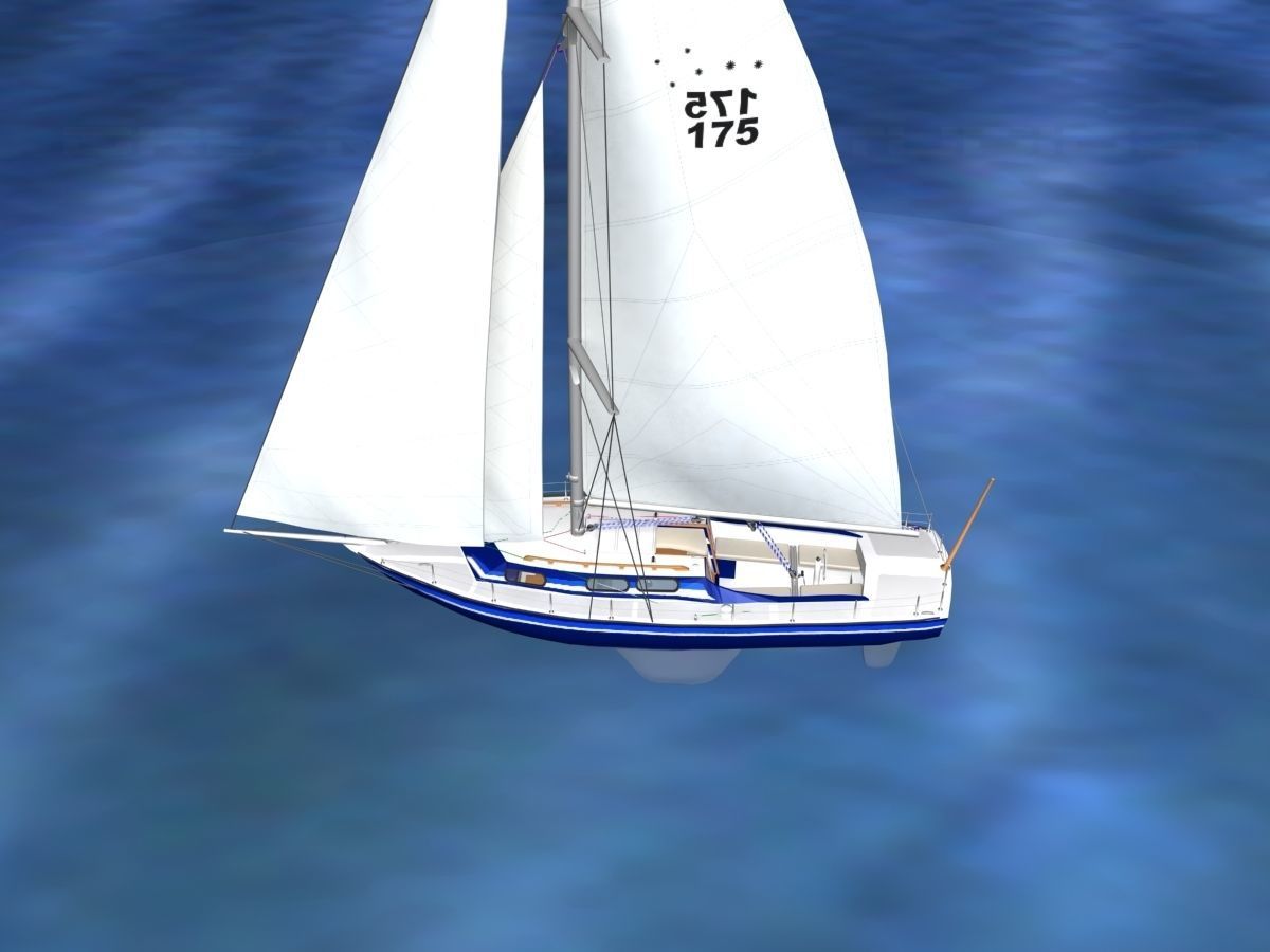 30 Foot Sailboat V07 3D model_9