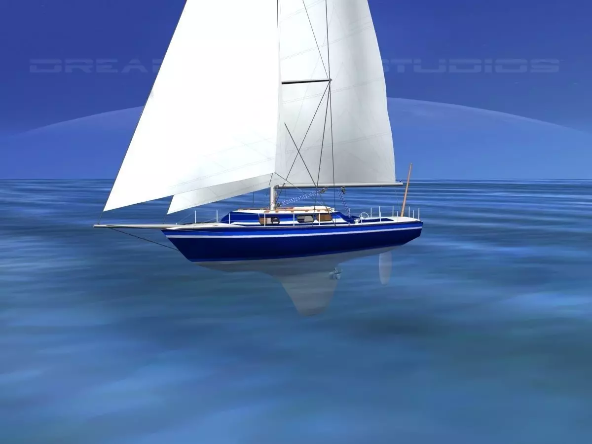 30 Foot Sailboat V07 3D model_0