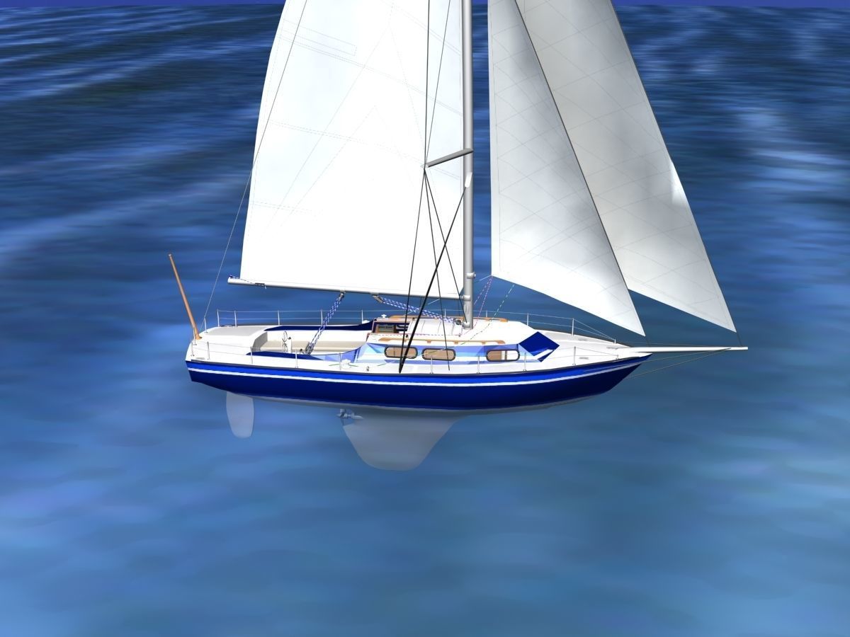 30 Foot Sailboat V07 3D model_4