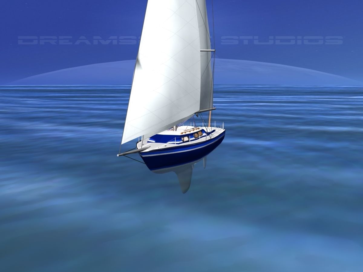 30 Foot Sailboat V07 3D model_1