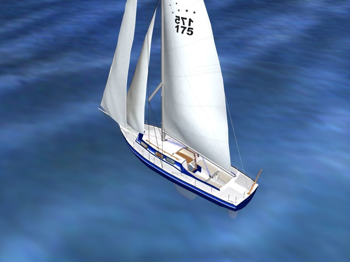 30 Foot Sailboat V07 3D model_8