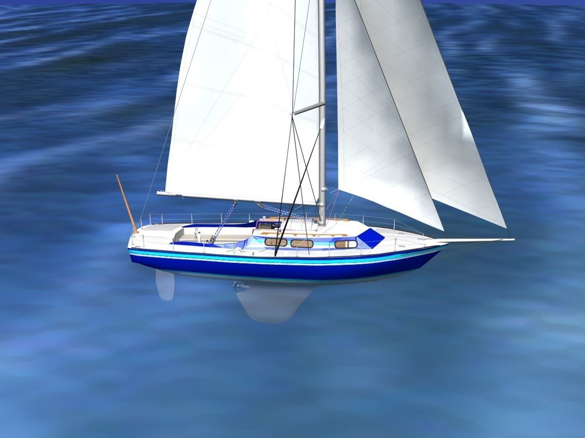 30 Foot Sailboat V08 3D model_4