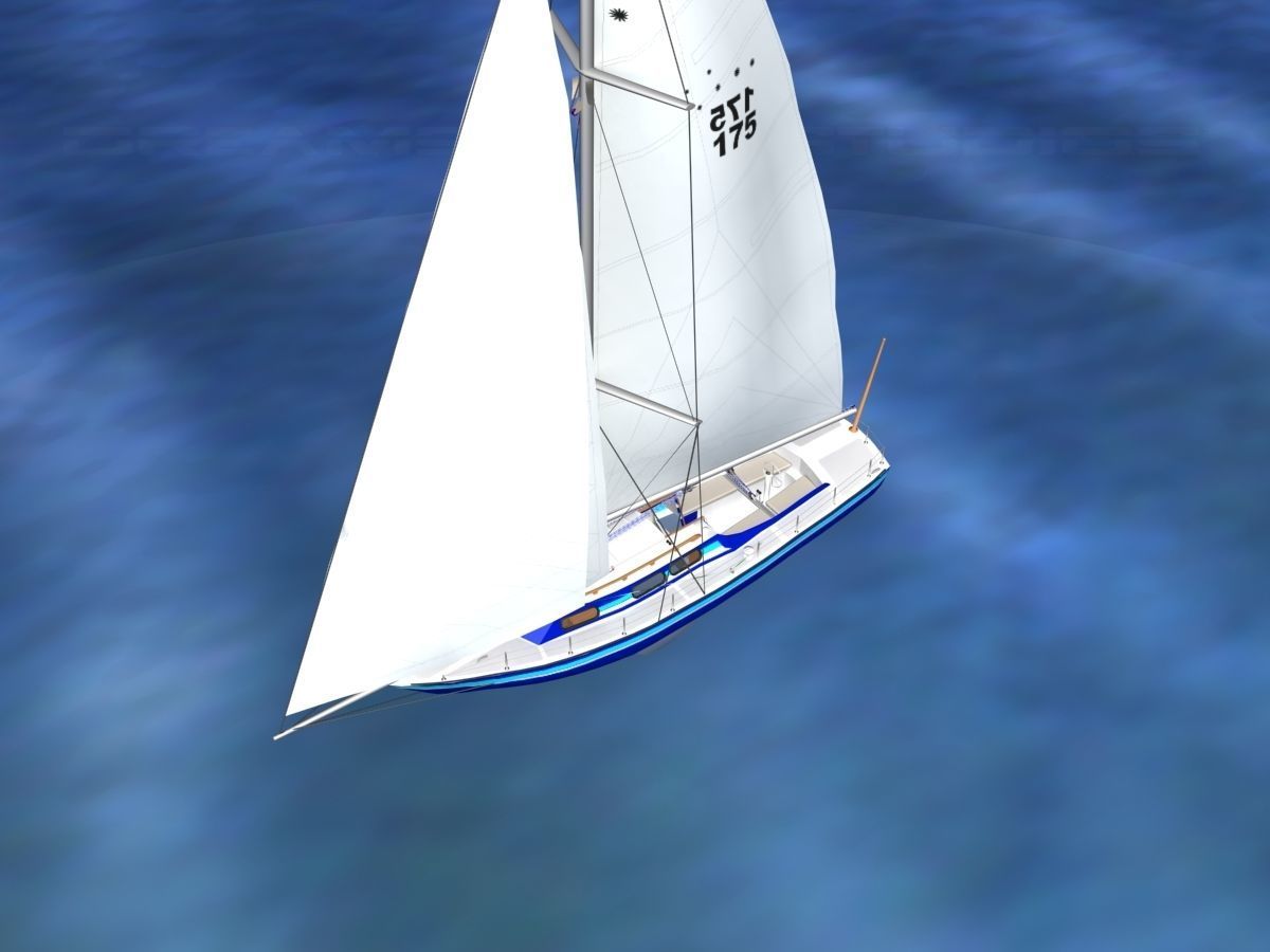 30 Foot Sailboat V08 3D model_10