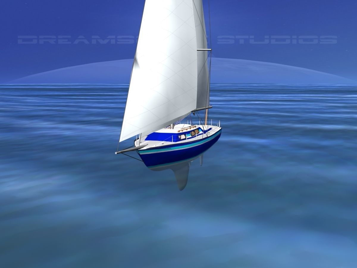 30 Foot Sailboat V08 3D model_1