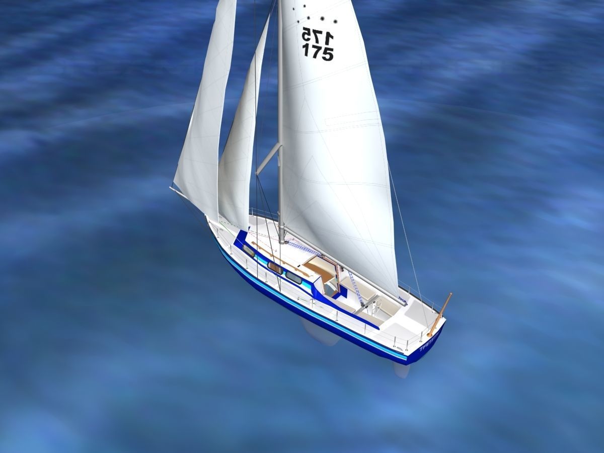 30 Foot Sailboat V08 3D model_8