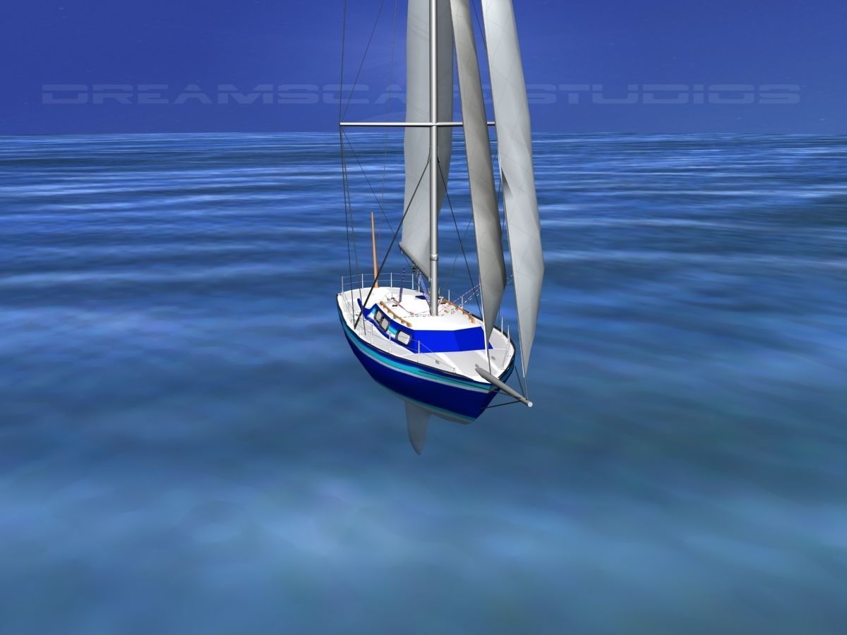 30 Foot Sailboat V08 3D model_2