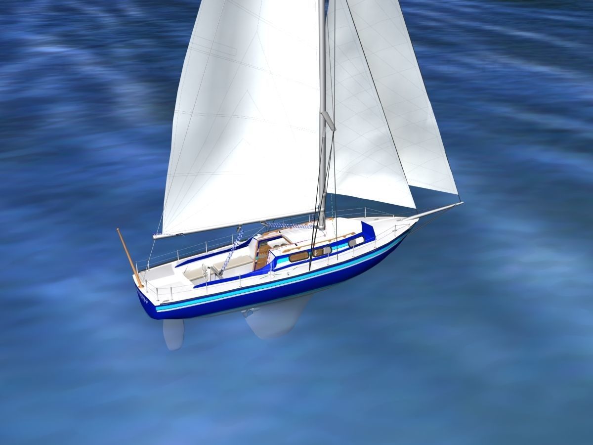 30 Foot Sailboat V08 3D model_5
