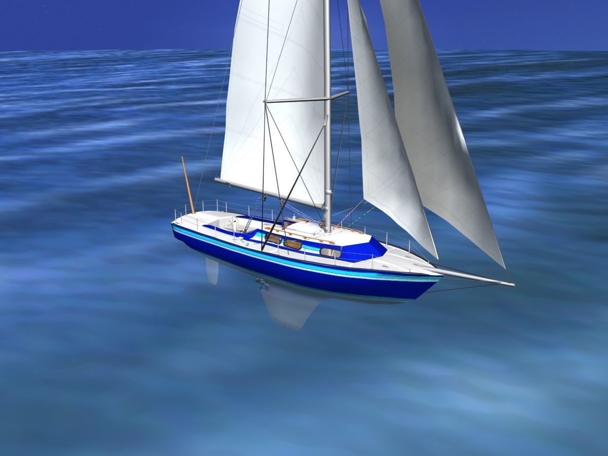 30 Foot Sailboat V08 3D model_3