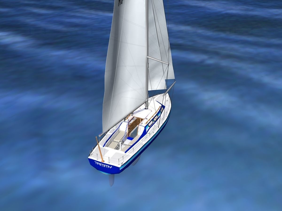 30 Foot Sailboat V08 3D model_6