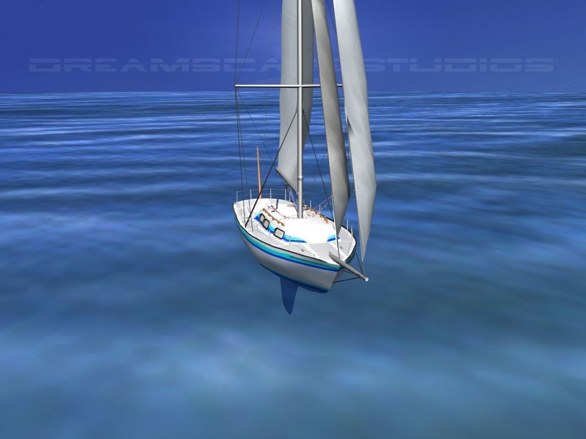 30 Foot Sailboat V11 3D model_2