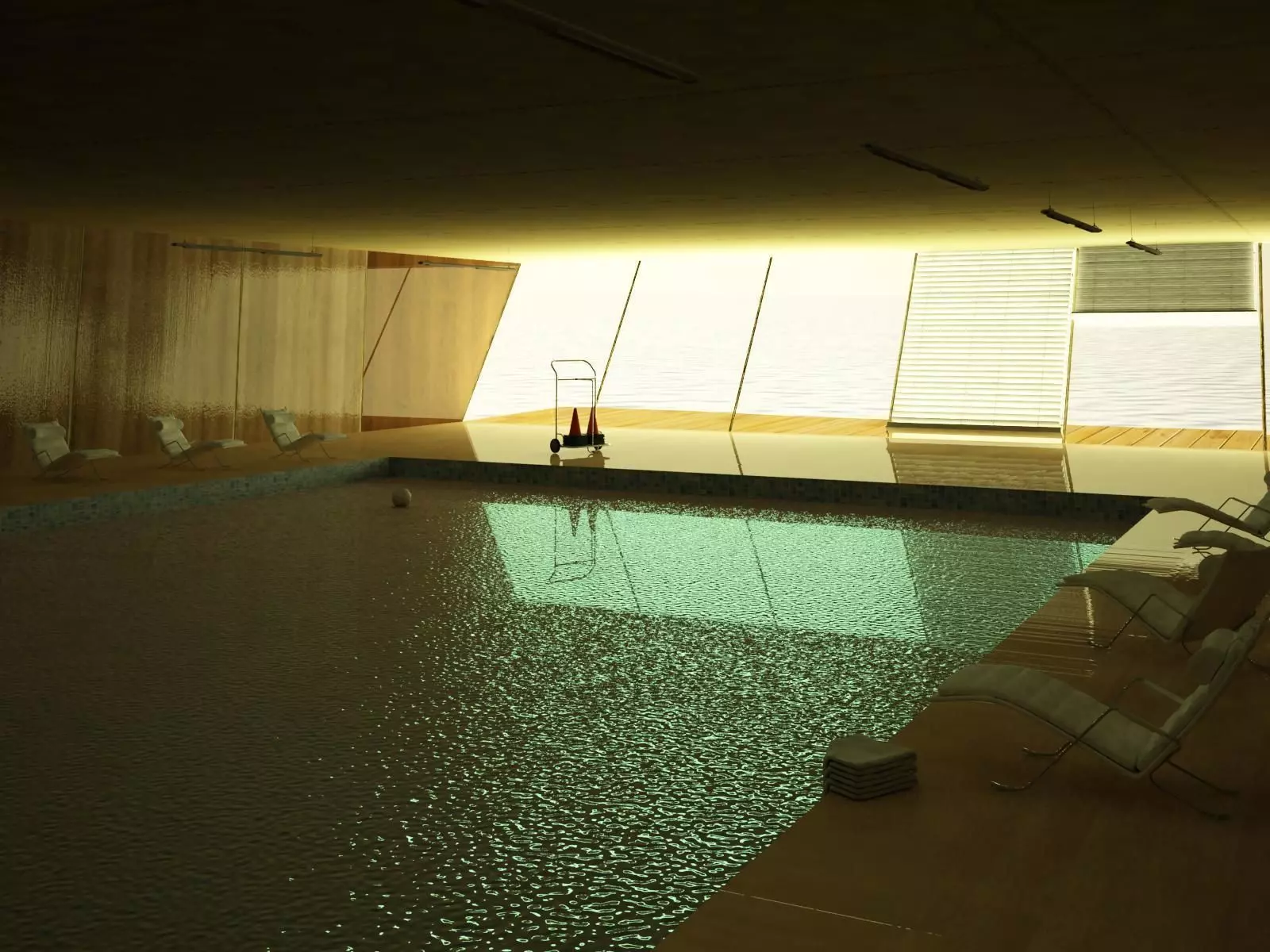 Indoor Swimming Pool Scene 3D model_0