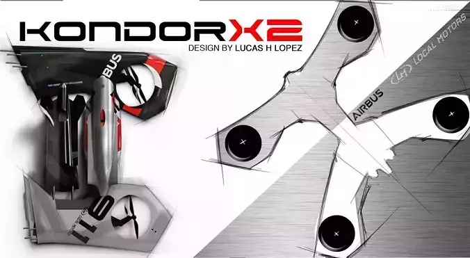 Kondor Airbus Drone Low-poly 3D model