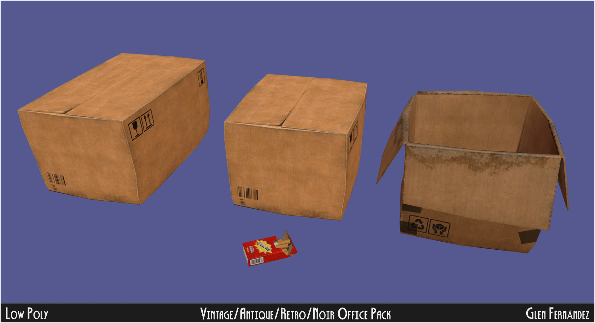 Vintage Office Asset Pack Low-poly 3D model_6