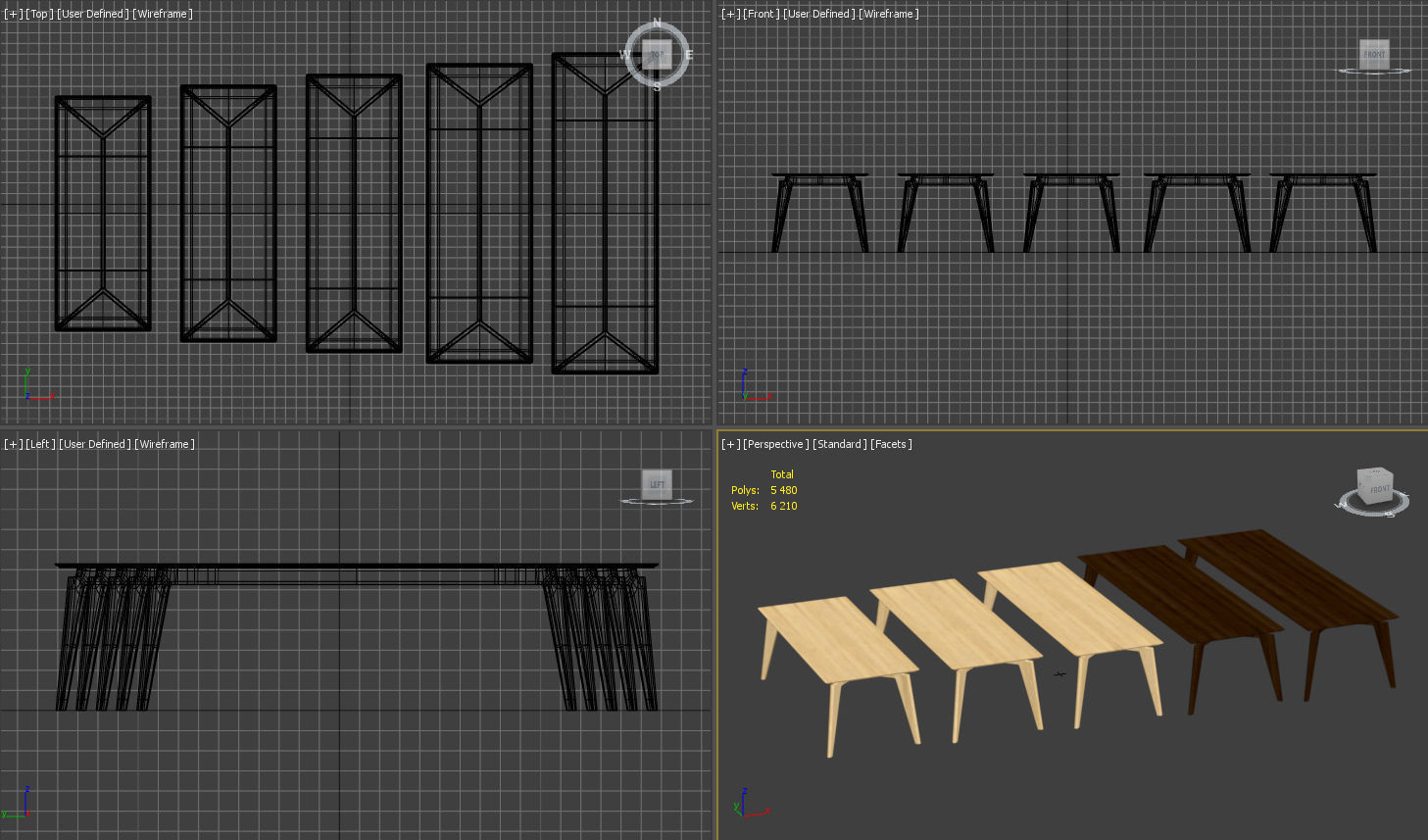 Takushi dining table Low-poly 3D model_5