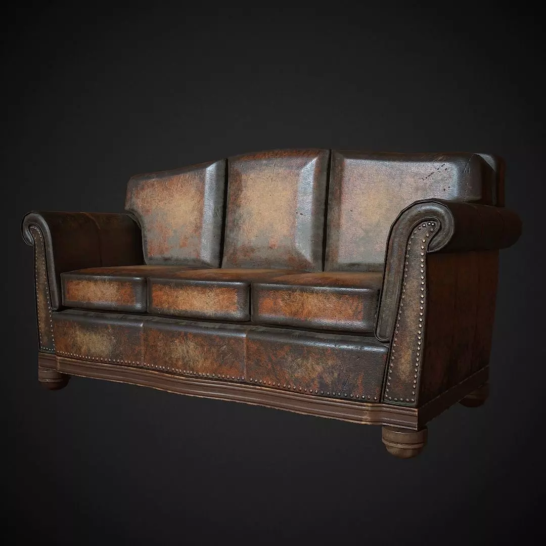 Leather Sofa  Low-poly 3D model_0