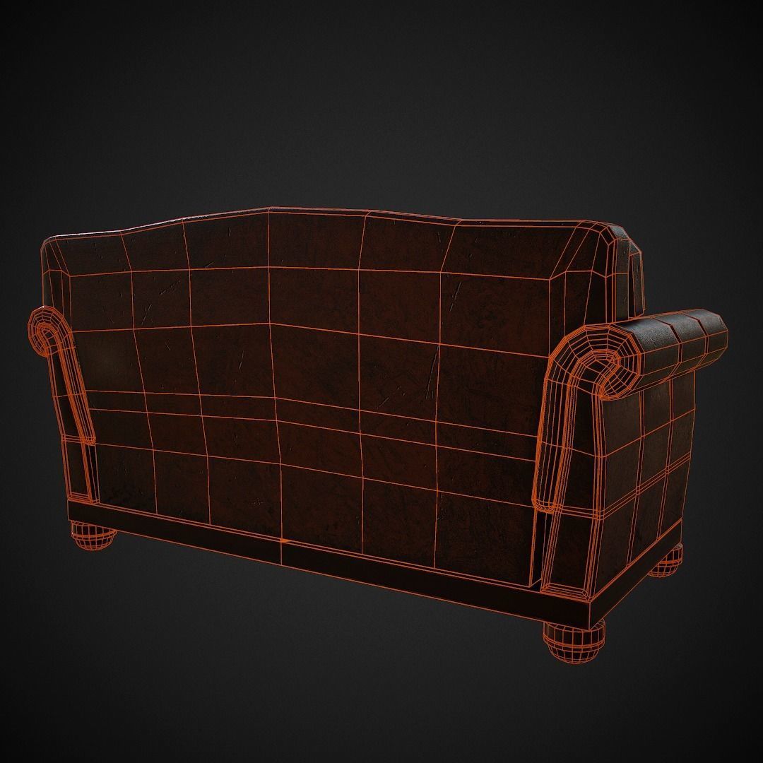 Leather Sofa  Low-poly 3D model_9