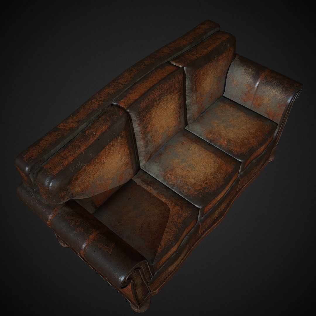 Leather Sofa  Low-poly 3D model_5