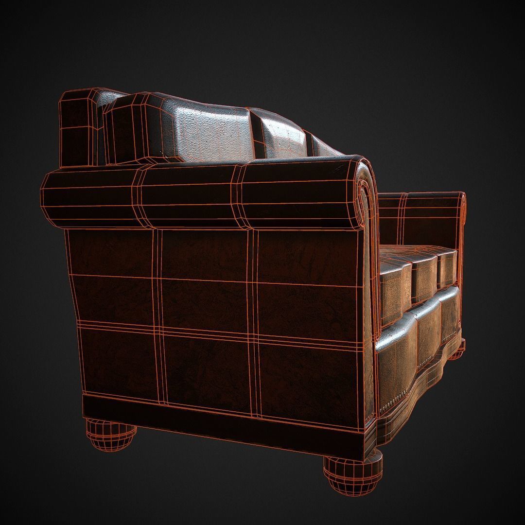 Leather Sofa  Low-poly 3D model_8