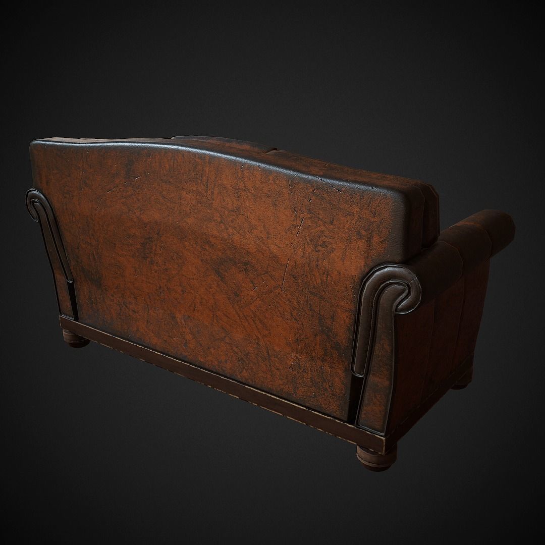 Leather Sofa  Low-poly 3D model_4