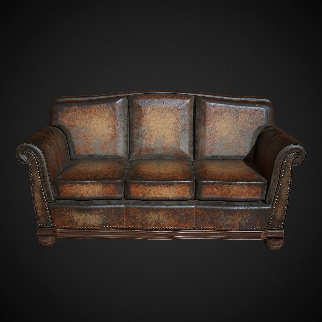 Leather Sofa  Low-poly 3D model_1
