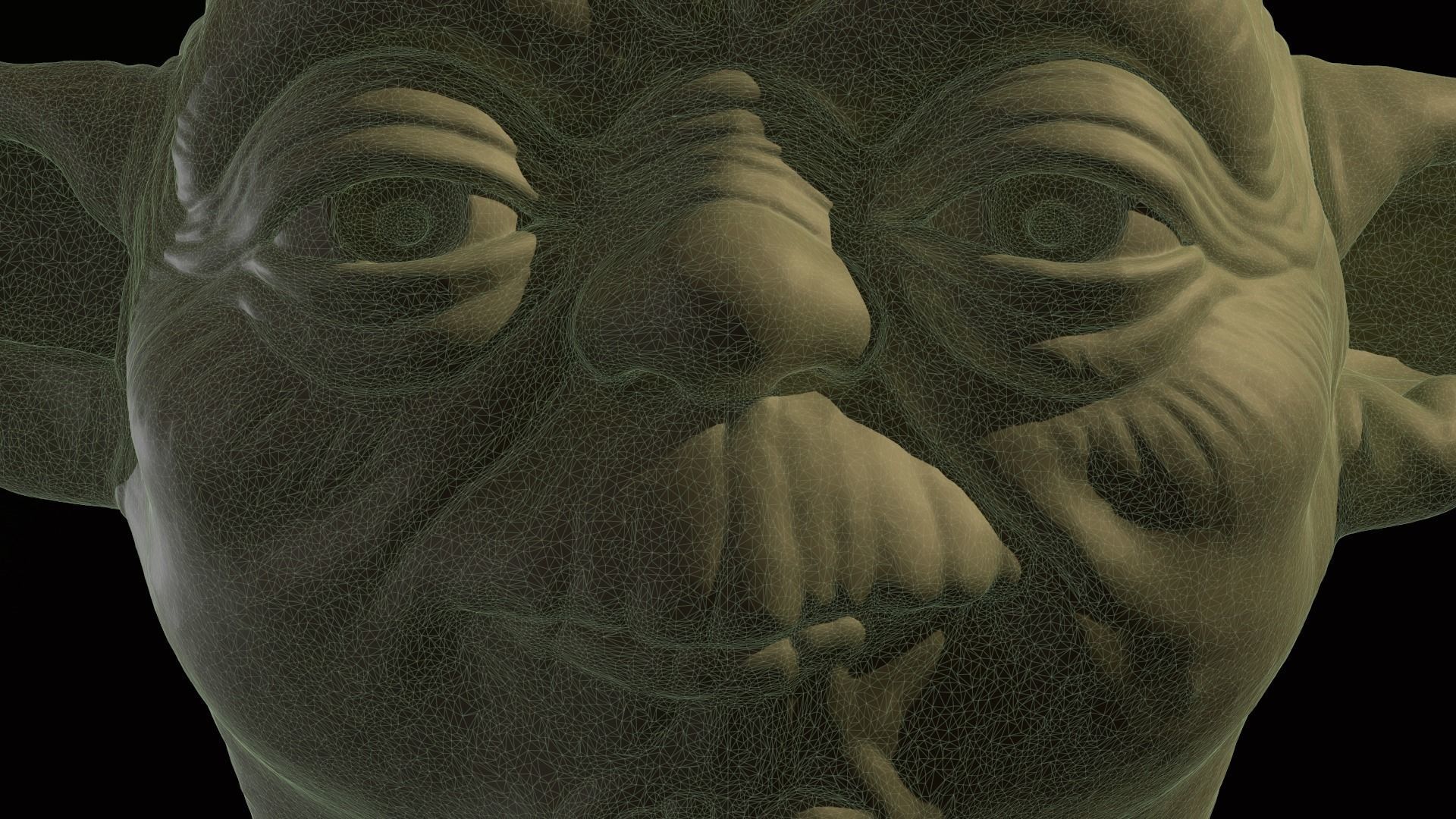 Yoda head 3D print model_16