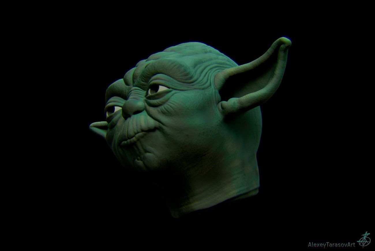 Yoda head 3D print model_4