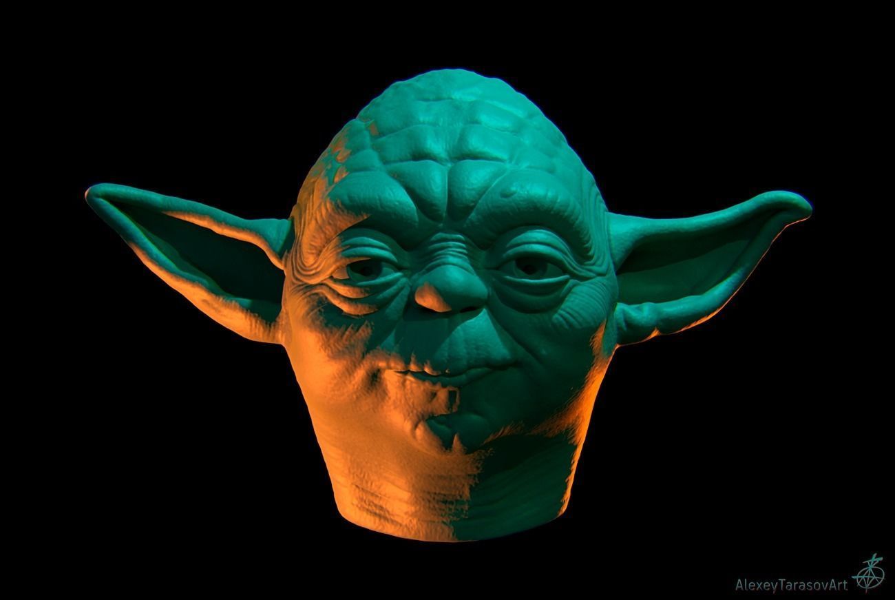 Yoda head 3D print model_3