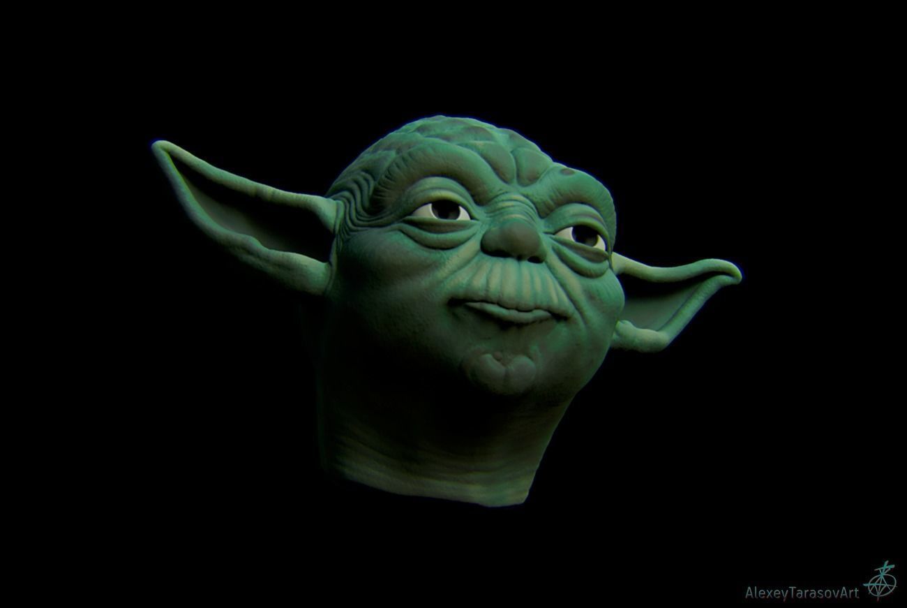 Yoda head 3D print model_7