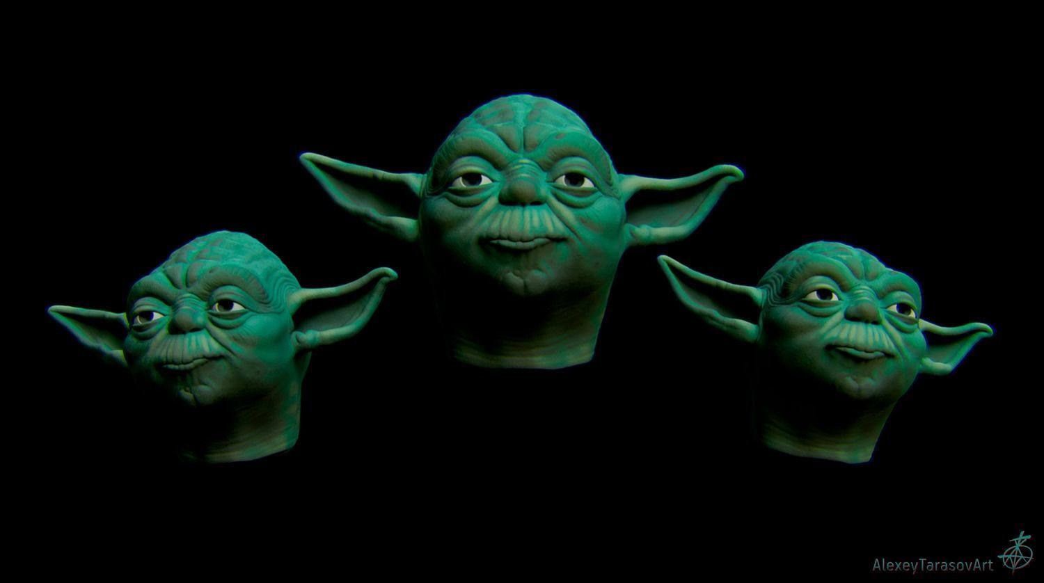 Yoda head 3D print model_10
