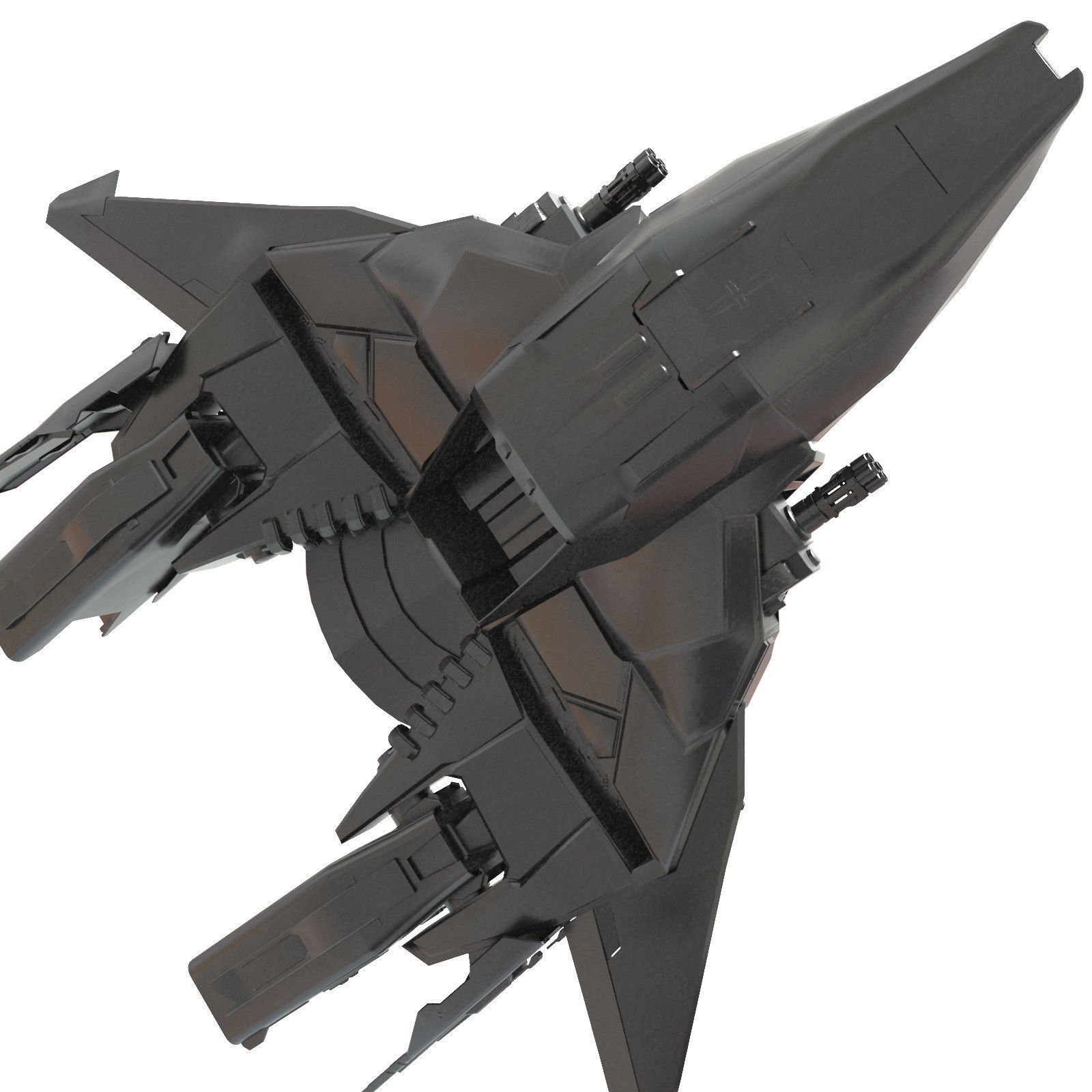 spaceship futuristic fighter jet Low-poly 3D model_3
