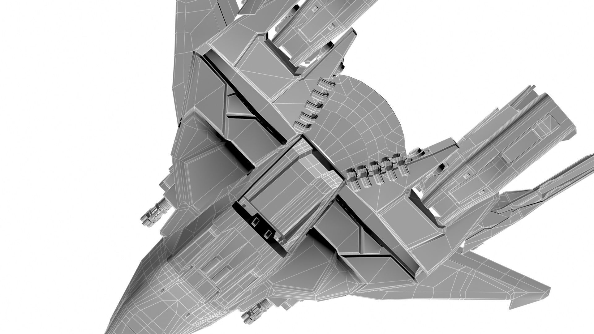spaceship futuristic fighter jet Low-poly 3D model_6