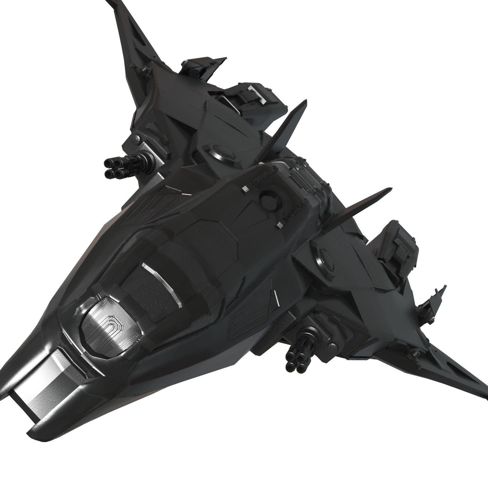 spaceship futuristic fighter jet Low-poly 3D model_4