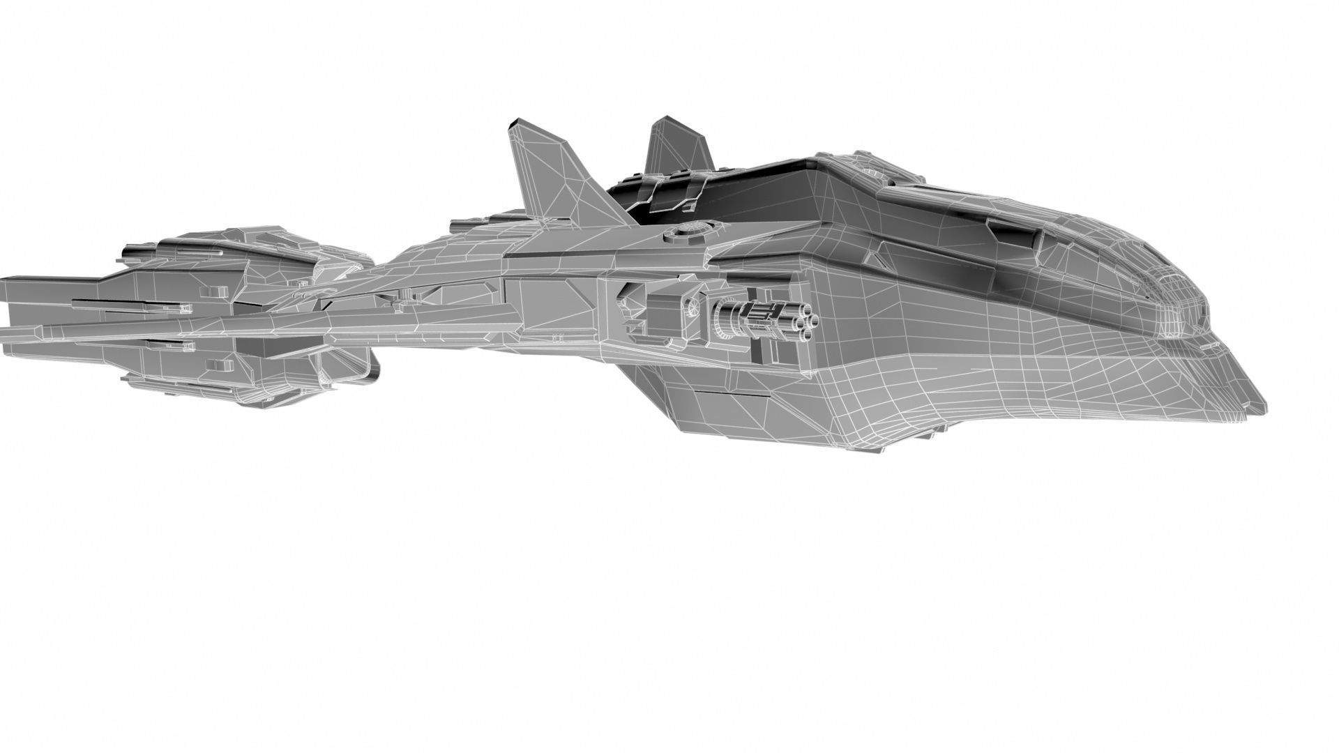 spaceship futuristic fighter jet Low-poly 3D model_9