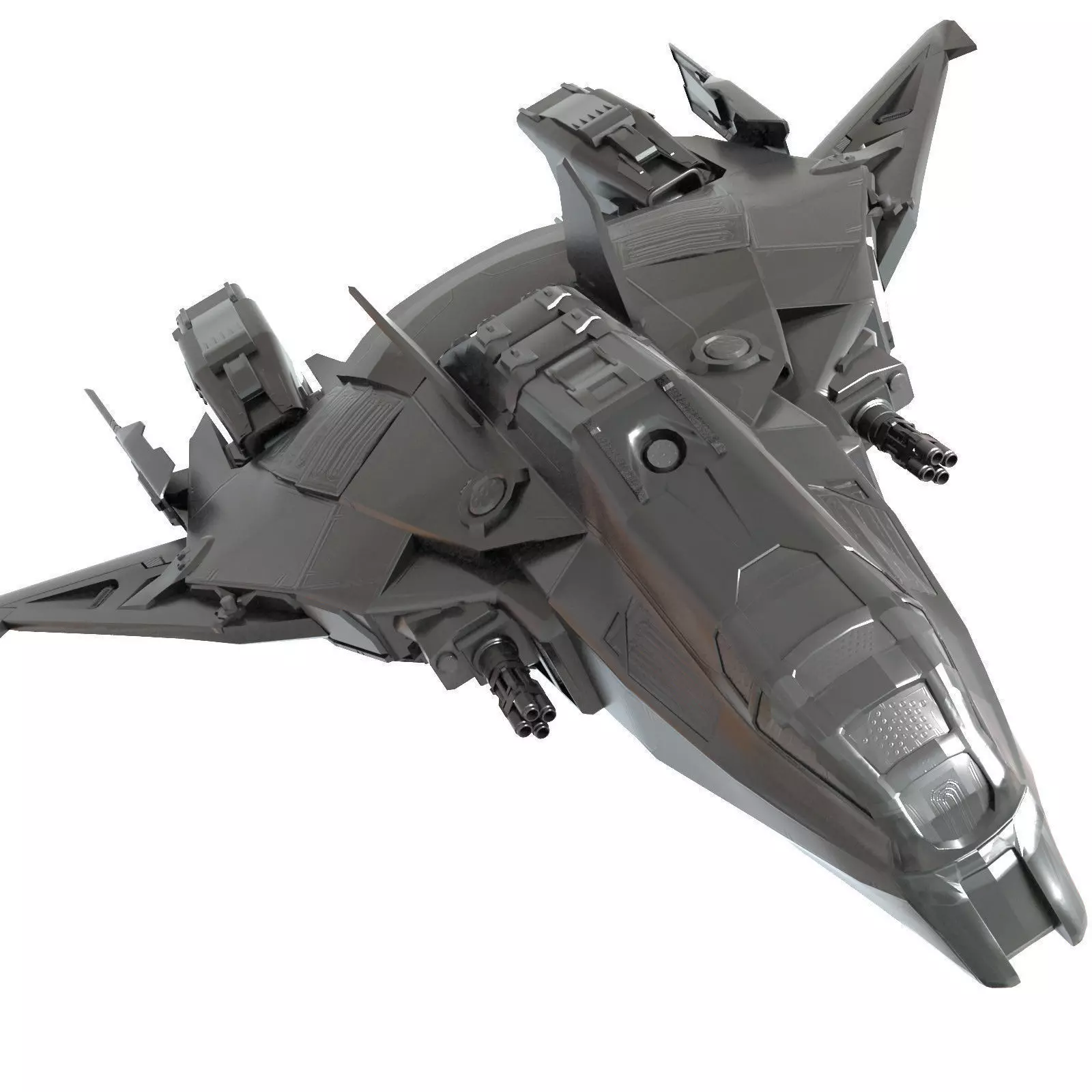 spaceship futuristic fighter jet Low-poly 3D model_0