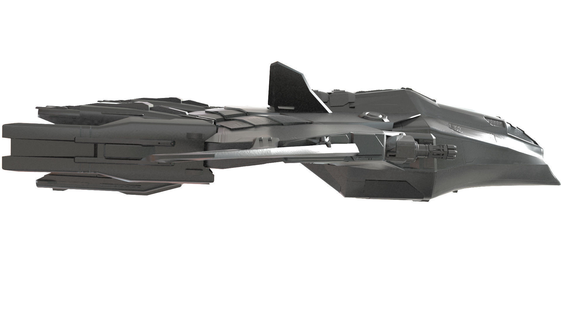 spaceship futuristic fighter jet Low-poly 3D model_5