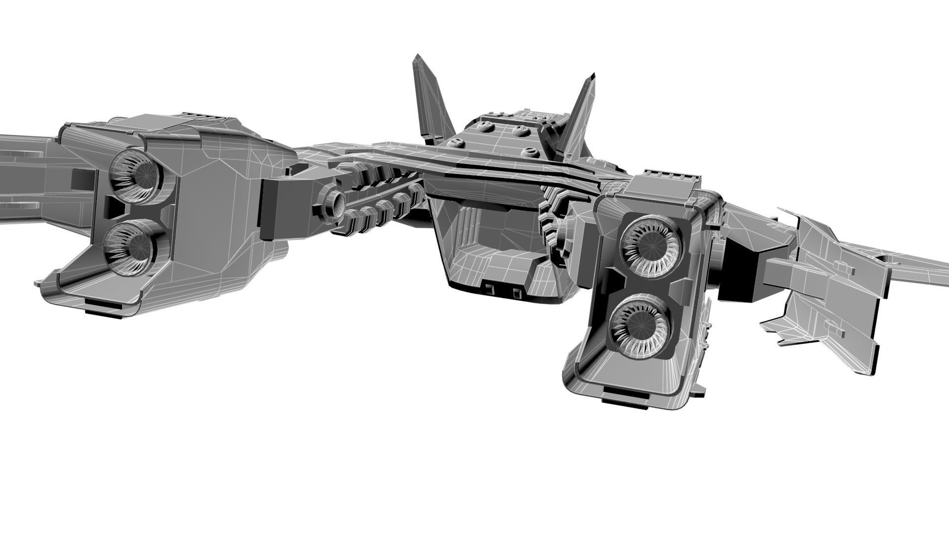 spaceship futuristic fighter jet Low-poly 3D model_7