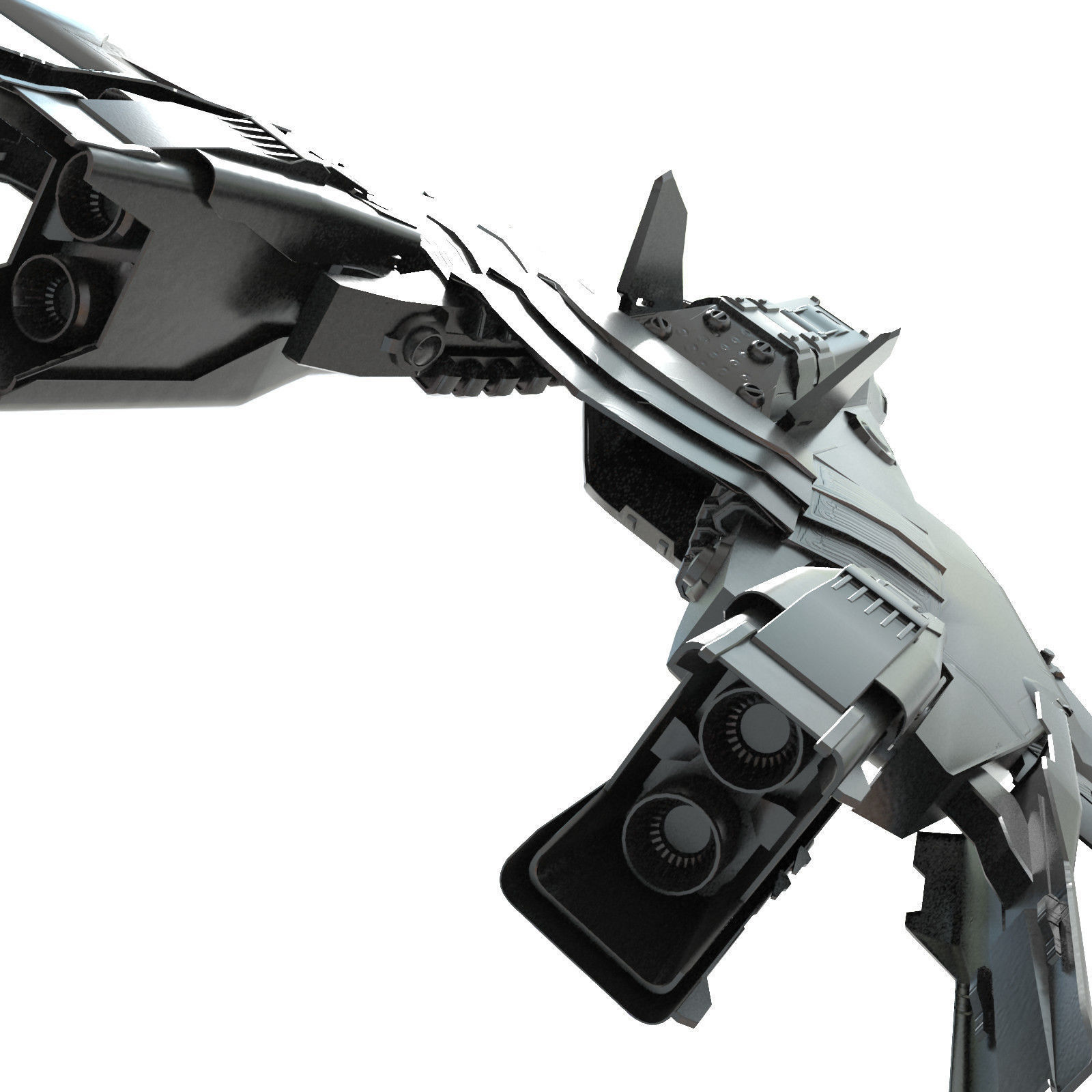 spaceship futuristic fighter jet Low-poly 3D model_2