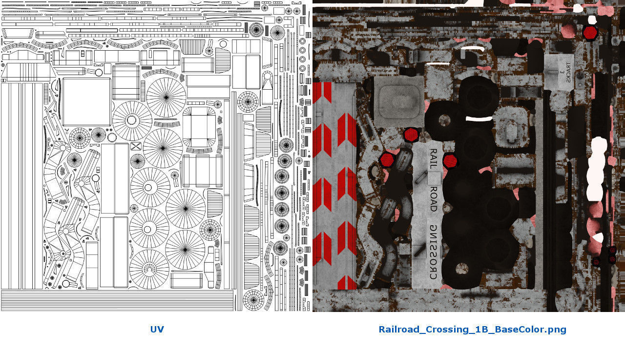 Railroad Crossing 1B Low-poly 3D model_9