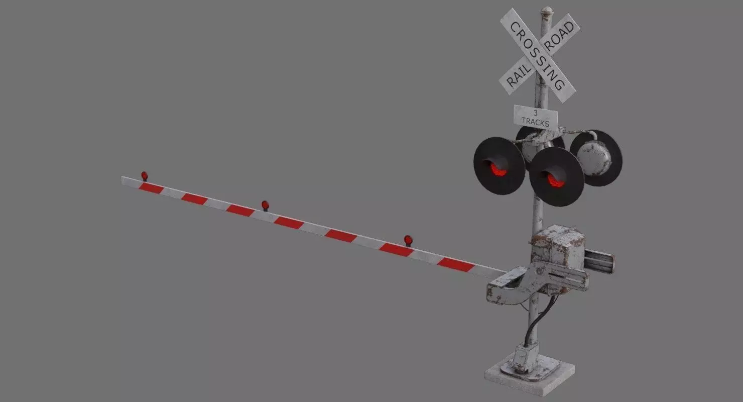 Railroad Crossing 1B Low-poly 3D model_0