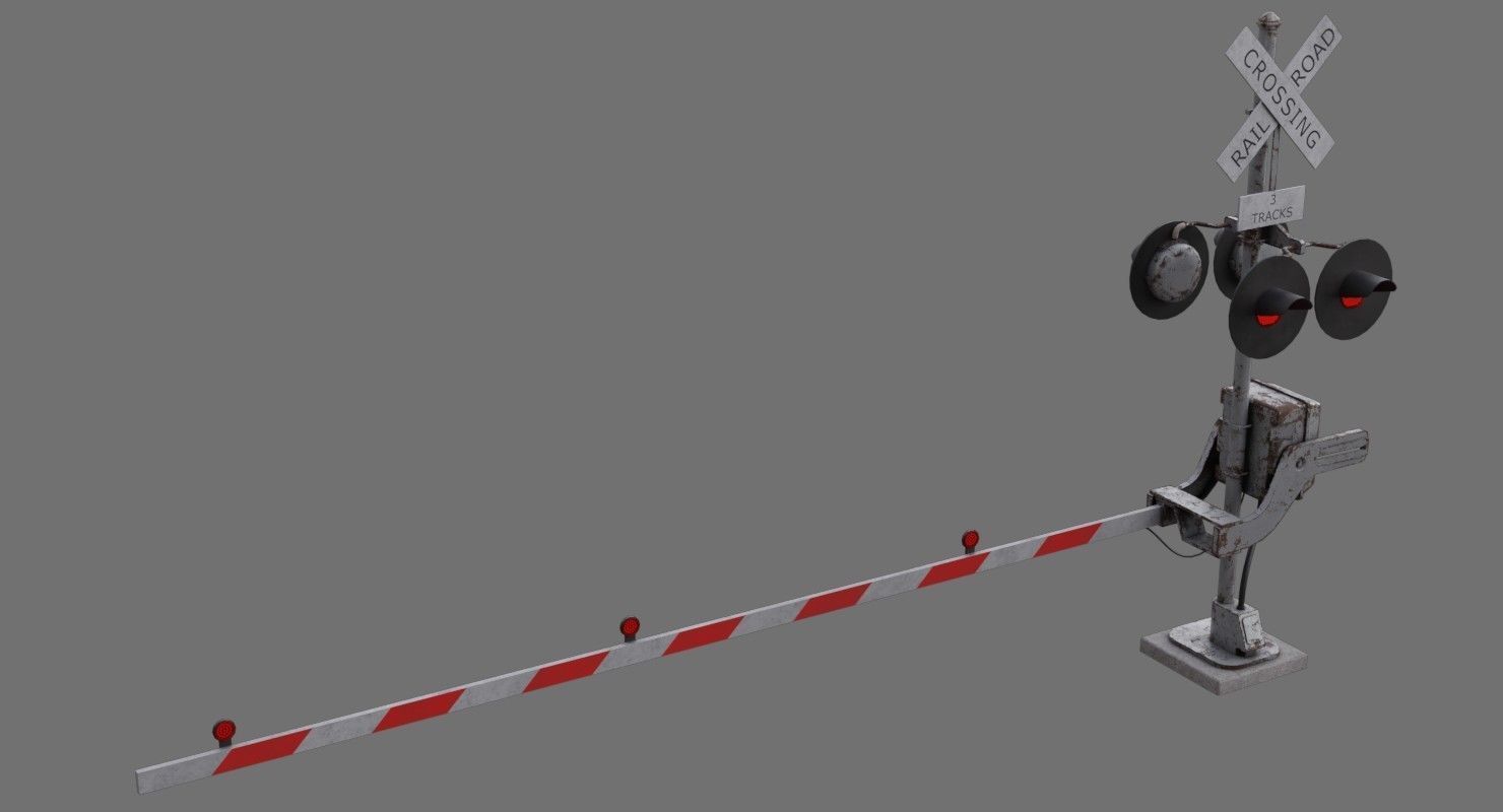Railroad Crossing 1B Low-poly 3D model_1