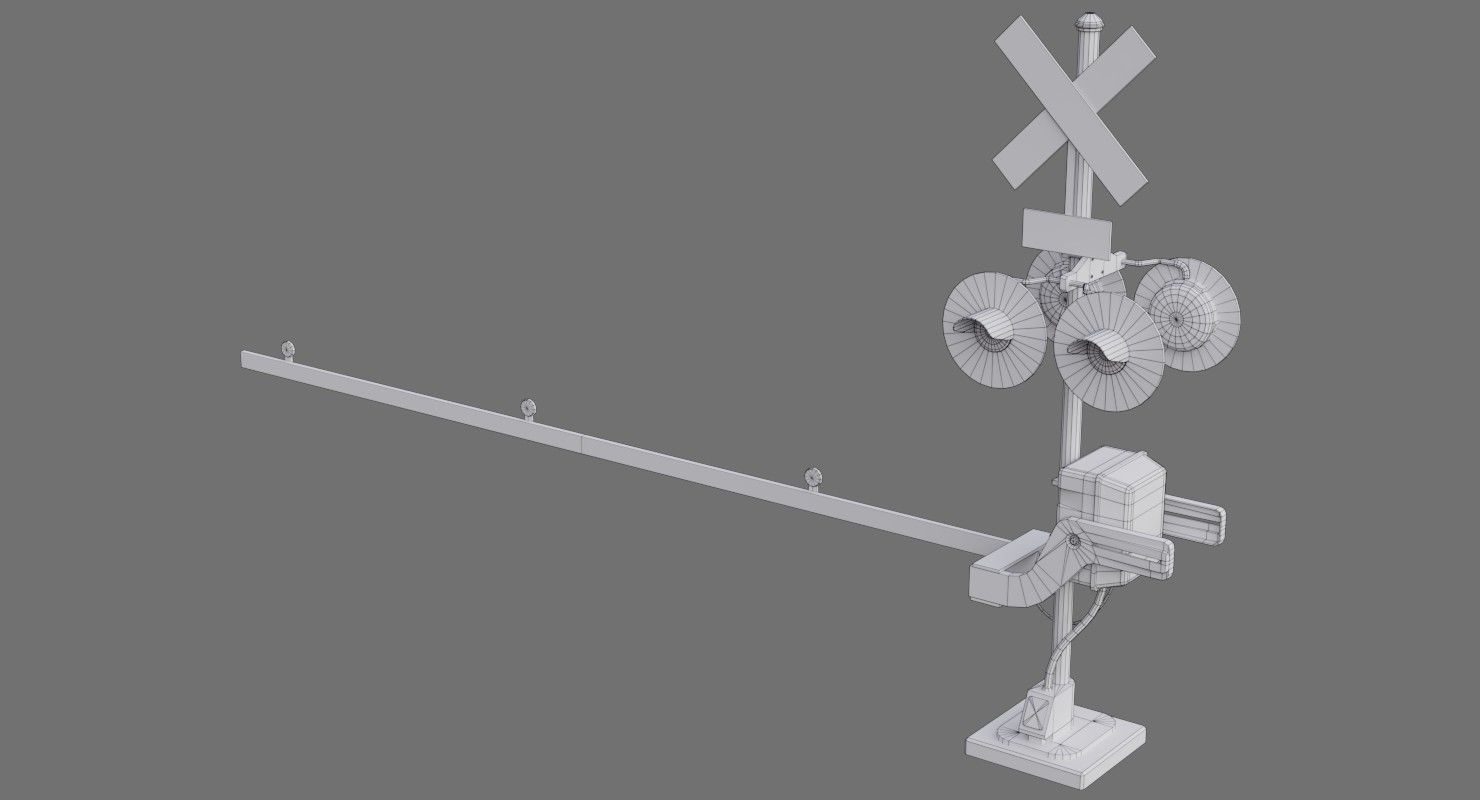 Railroad Crossing 1B Low-poly 3D model_8
